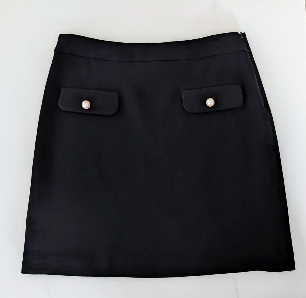 Boutique Moschino EUC Virgin Wool Mini Skirt Lined IT 44 US 10 Black $395 Pearl